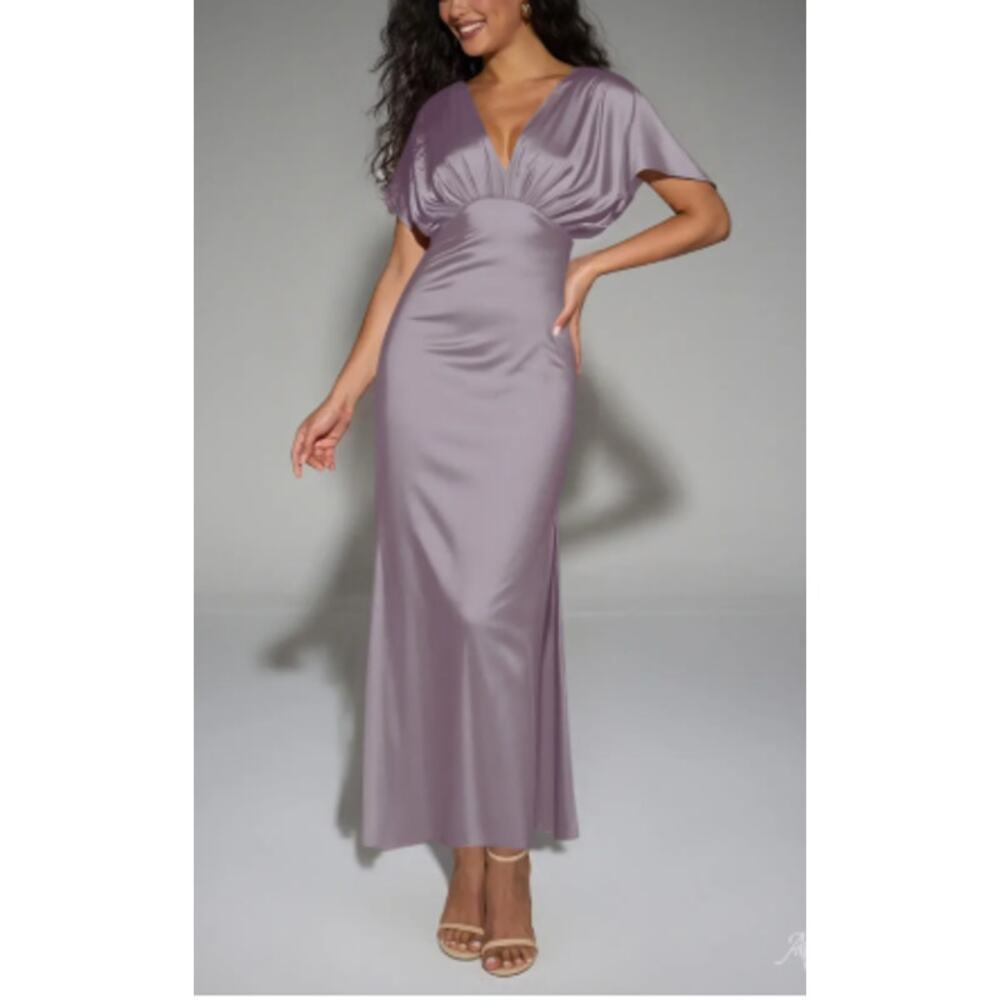 AW BRIDAL SZ 8 M purple haze satin Valeria bridesmaid gala party maxi dress b64